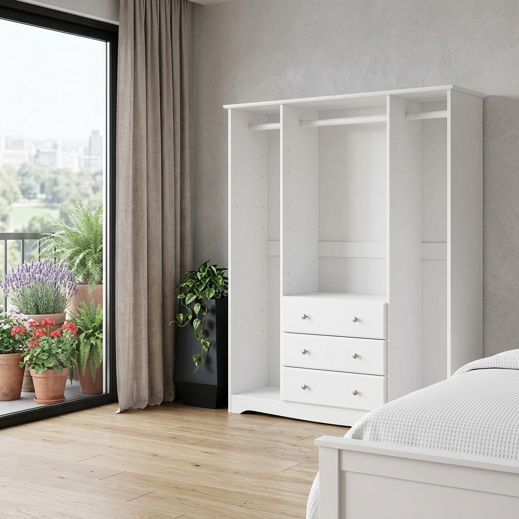 72" White Solid Wood Four Door Three Drawer Combo Dresser - HomeRoots - Flyclothing LLC