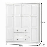 72" White Solid Wood Four Door Three Drawer Combo Dresser - HomeRoots - Flyclothing LLC
