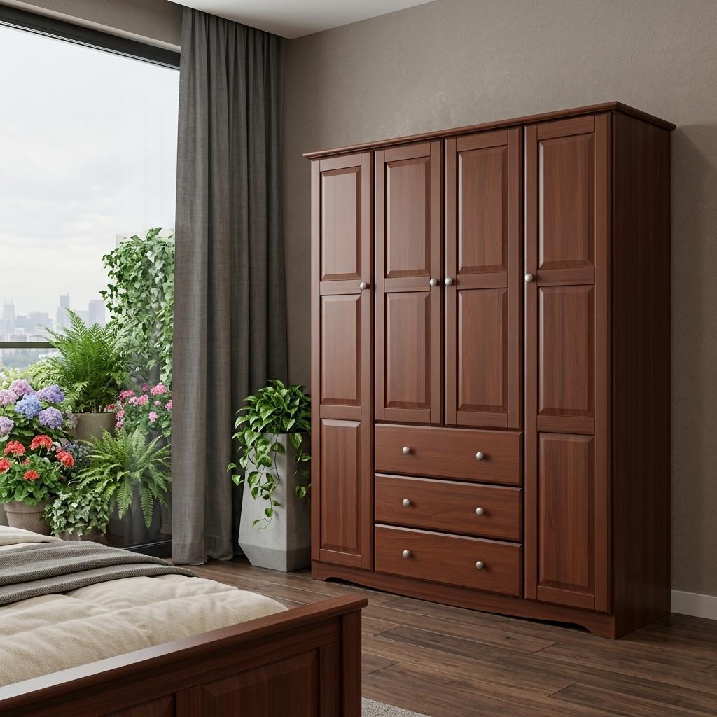 72" Coffee Solid Wood Four Door Three Drawer Combo Dresser - HomeRoots - Flyclothing LLC