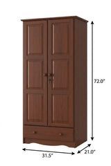 72" Coffee Solid Wood Two Door Single Drawer Combo Dresser - HomeRoots - Flyclothing LLC