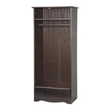 72" Dark Brown Solid Wood Two Door Single Drawer Combo Dresser - HomeRoots - Flyclothing LLC