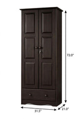 72" Espresso Solid Wood Two Door Single Drawer Combo Dresser - HomeRoots - Flyclothing LLC