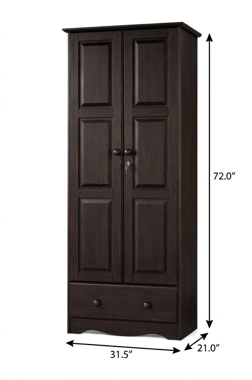 72" Espresso Solid Wood Two Door Single Drawer Combo Dresser - HomeRoots - Flyclothing LLC