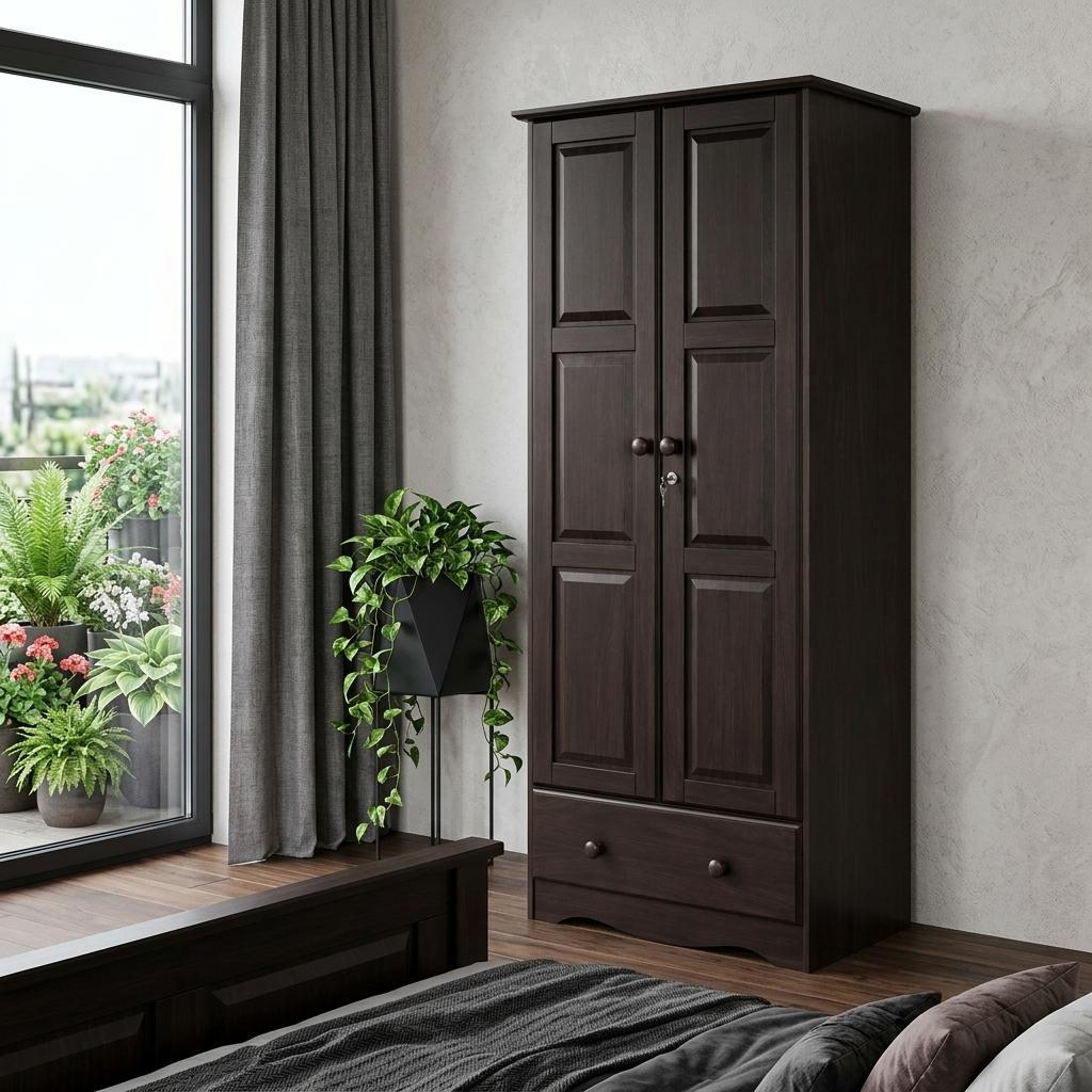 72" Espresso Solid Wood Two Door Single Drawer Combo Dresser - HomeRoots - Flyclothing LLC