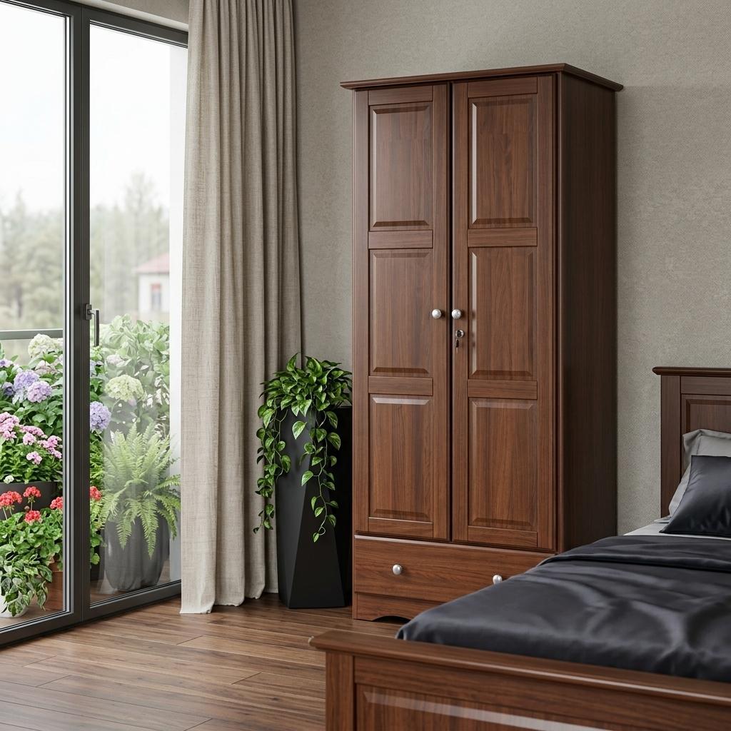 72" Coffee Solid Wood Two Door Single Drawer Combo Dresser - HomeRoots - Flyclothing LLC