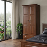 72" Coffee Solid Wood Two Door Single Drawer Combo Dresser - HomeRoots - Flyclothing LLC