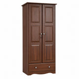 72" Coffee Solid Wood Two Door Single Drawer Combo Dresser - HomeRoots - Flyclothing LLC