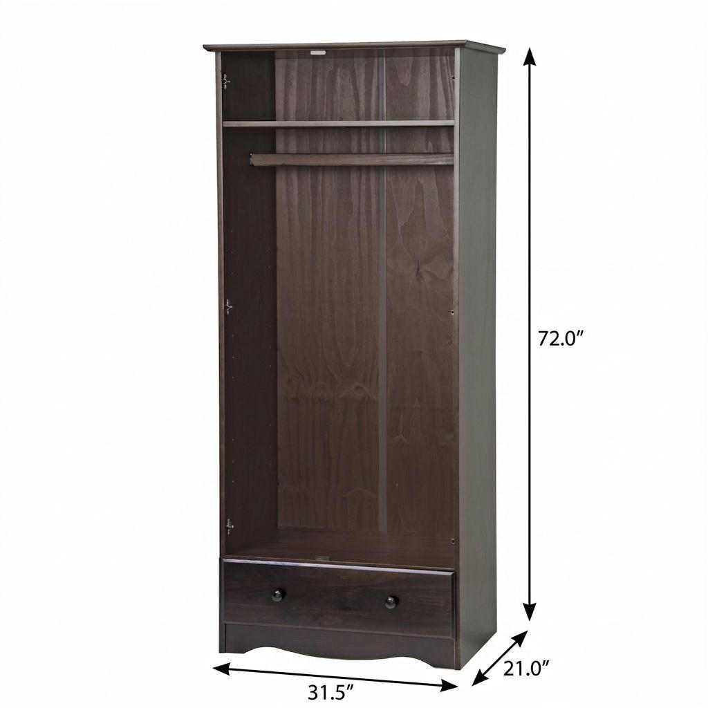 72" Dark Brown Solid Wood Two Door Single Drawer Combo Dresser - HomeRoots - Flyclothing LLC