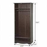 72" Dark Brown Solid Wood Two Door Single Drawer Combo Dresser - HomeRoots - Flyclothing LLC