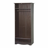 72" Dark Brown Solid Wood Two Door Single Drawer Combo Dresser - HomeRoots - Flyclothing LLC
