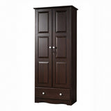 72" Dark Brown Solid Wood Two Door Single Drawer Combo Dresser - HomeRoots - Flyclothing LLC