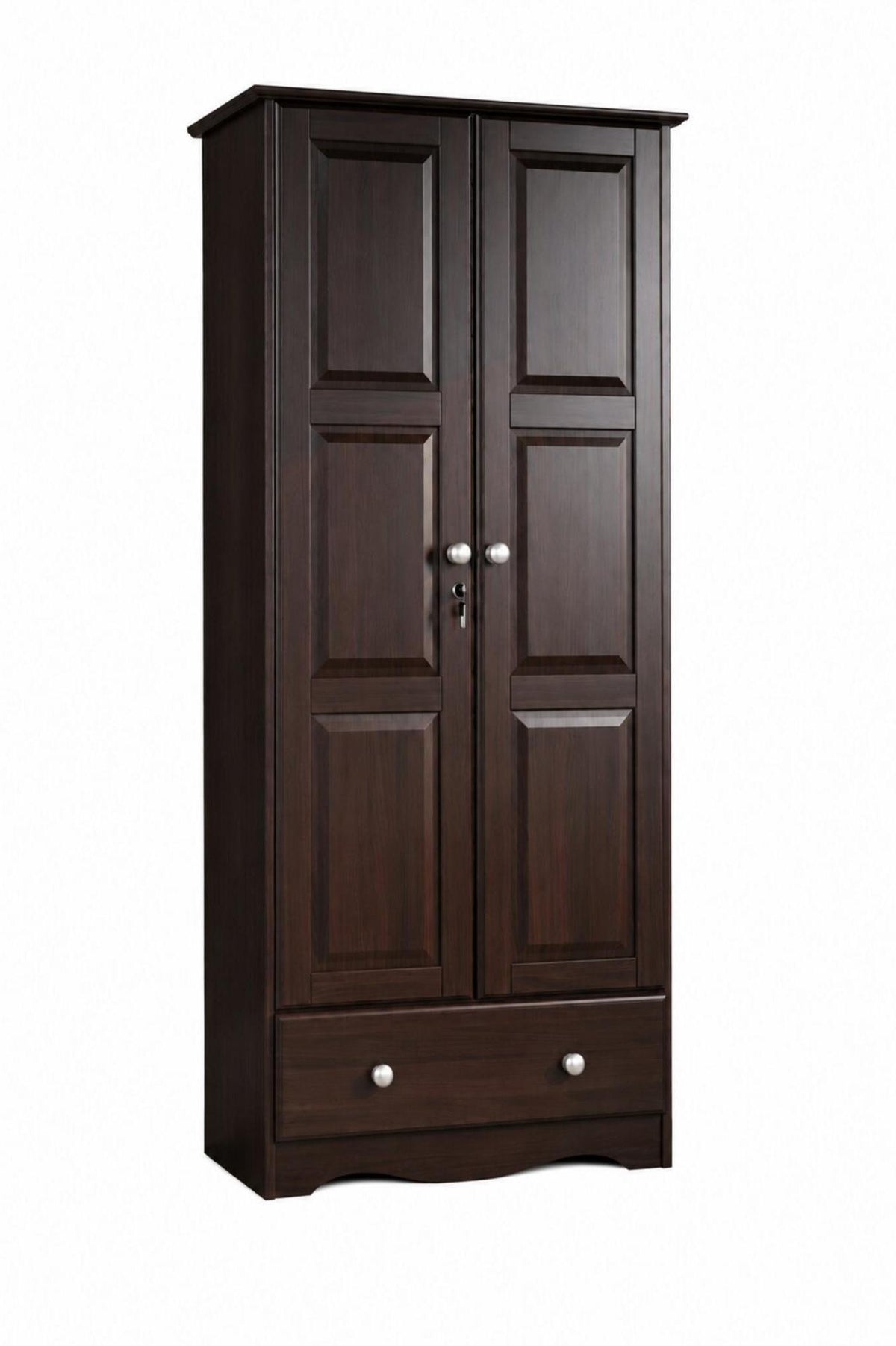72" Espresso Solid Wood Two Door Single Drawer Combo Dresser - HomeRoots - Flyclothing LLC