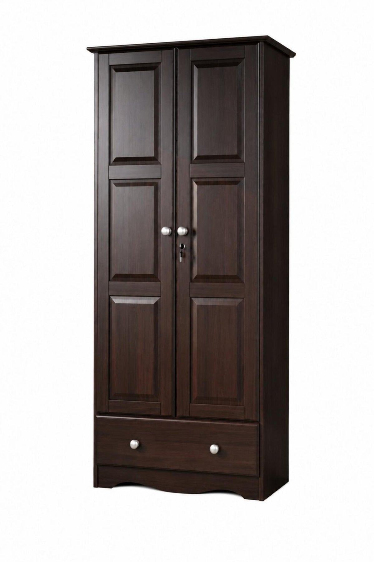 72" Espresso Solid Wood Two Door Single Drawer Combo Dresser - HomeRoots - Flyclothing LLC