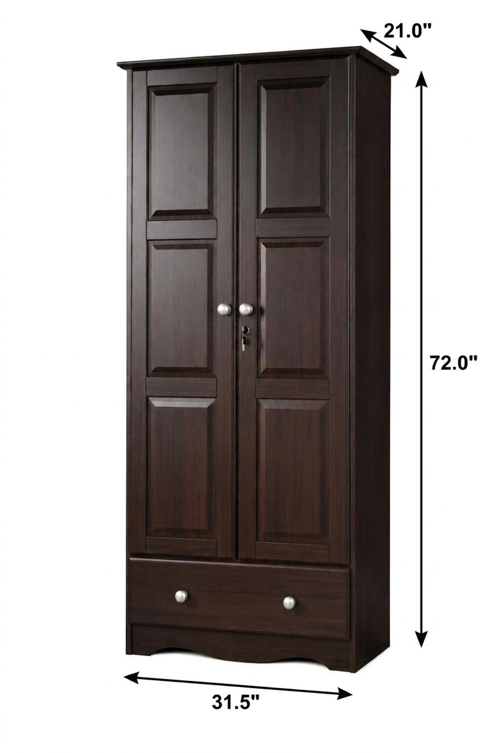 72" Espresso Solid Wood Two Door Single Drawer Combo Dresser - HomeRoots - Flyclothing LLC