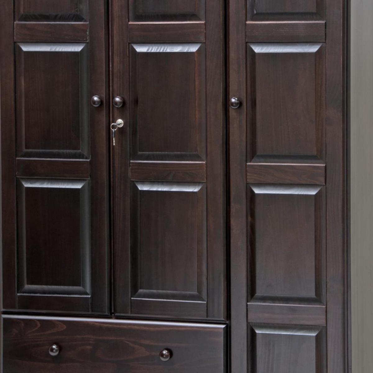 72" Dark Brown Solid Wood Three Door Two Drawer Combo Dresser - HomeRoots - Flyclothing LLC