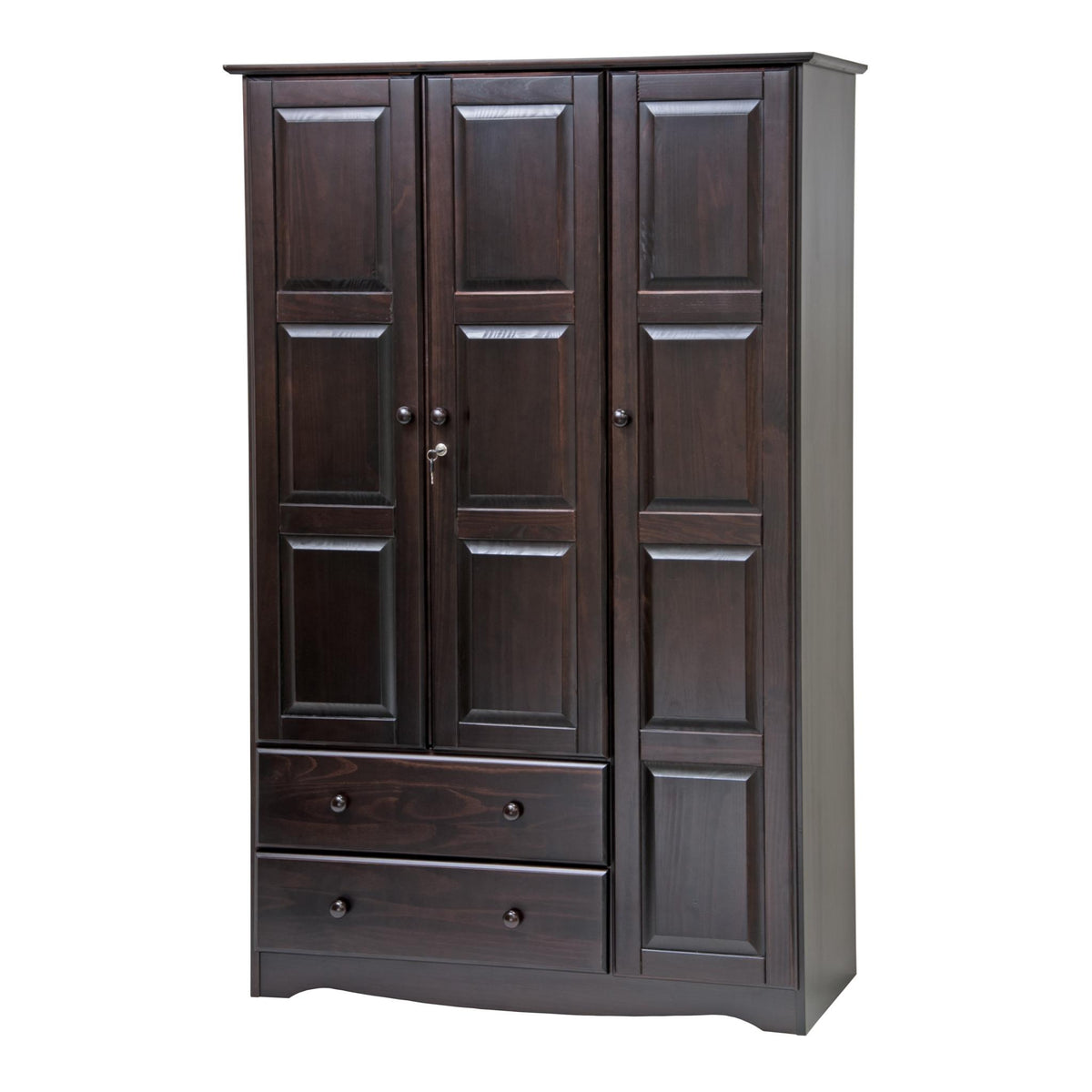 72" Dark Brown Solid Wood Three Door Two Drawer Combo Dresser - HomeRoots - Flyclothing LLC