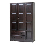 72" Dark Brown Solid Wood Three Door Two Drawer Combo Dresser - HomeRoots - Flyclothing LLC
