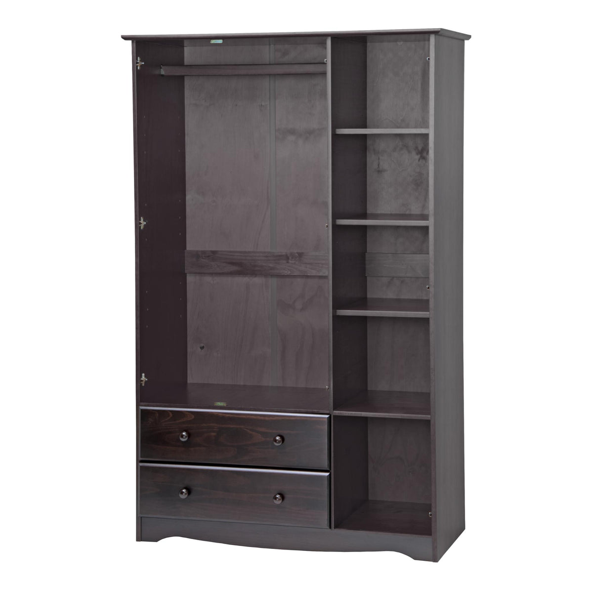 72" Dark Brown Solid Wood Three Door Two Drawer Combo Dresser - HomeRoots - Flyclothing LLC
