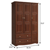 72" Coffee Solid Wood Three Door Two Drawer Combo Dresser - HomeRoots - Flyclothing LLC