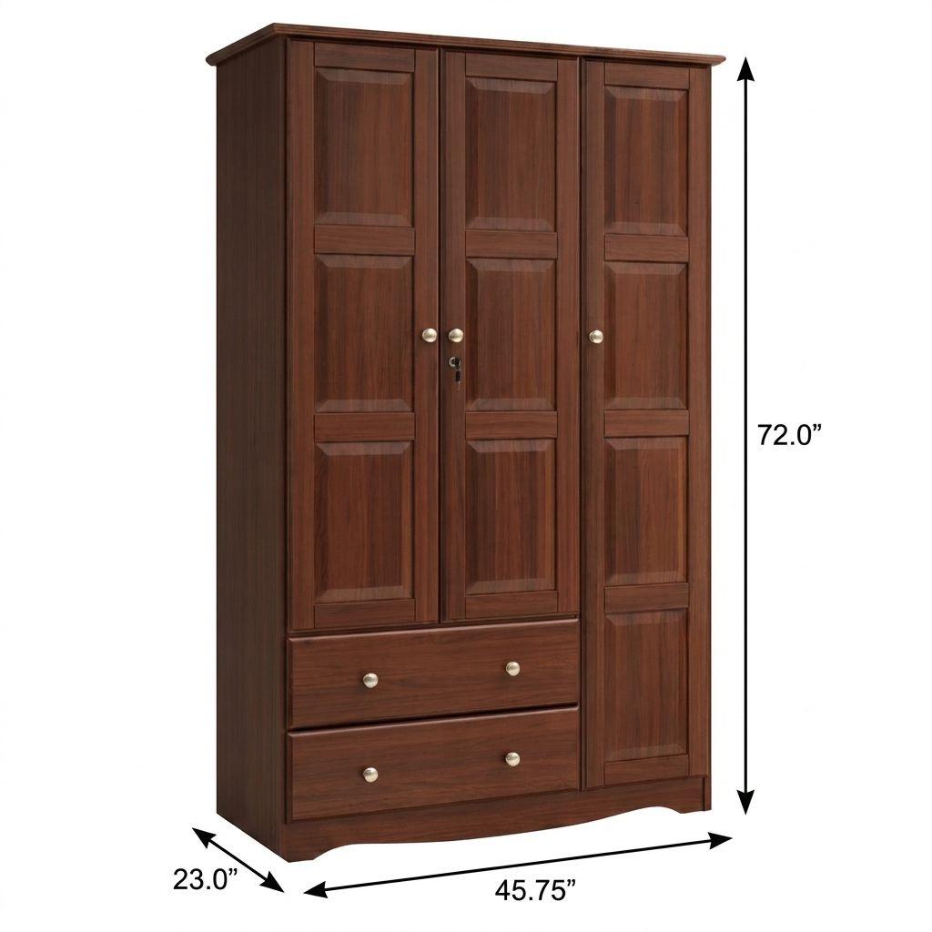 72" Coffee Solid Wood Three Door Two Drawer Combo Dresser - HomeRoots - Flyclothing LLC