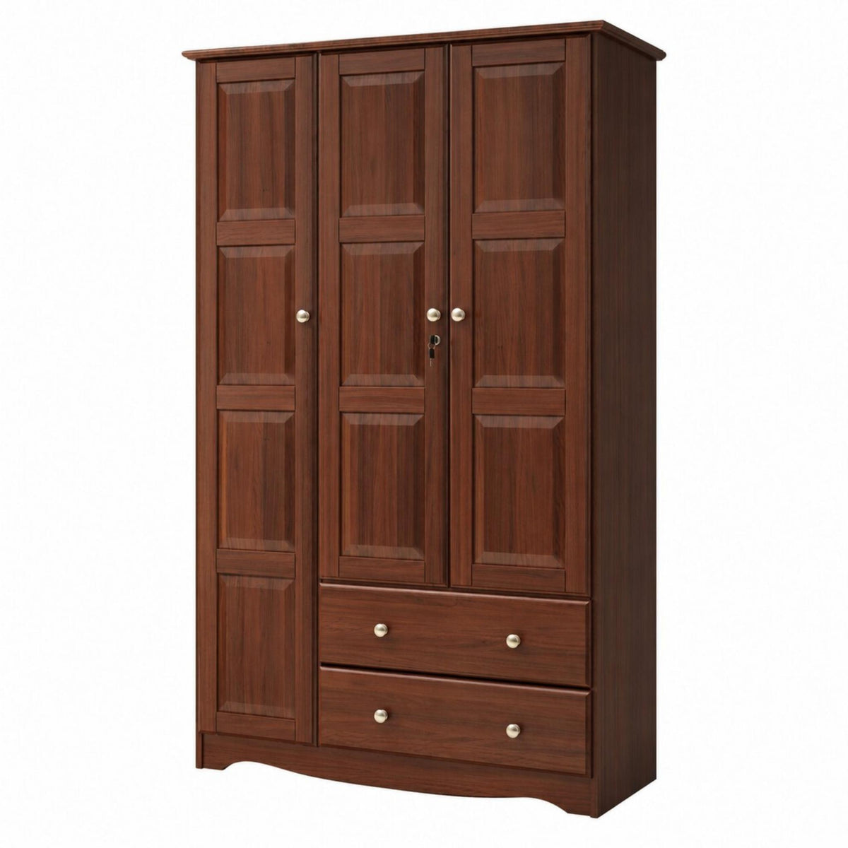 72" Coffee Solid Wood Three Door Two Drawer Combo Dresser - HomeRoots - Flyclothing LLC