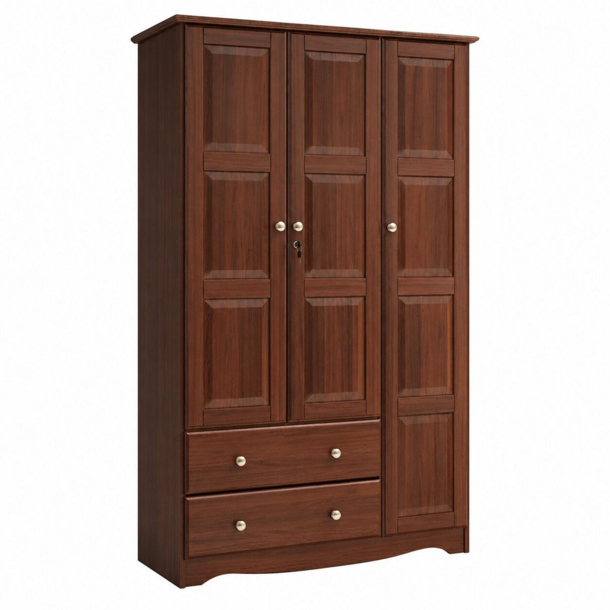 72" Coffee Solid Wood Three Door Two Drawer Combo Dresser - HomeRoots - Flyclothing LLC