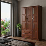 72" Coffee Solid Wood Three Door Two Drawer Combo Dresser - HomeRoots - Flyclothing LLC