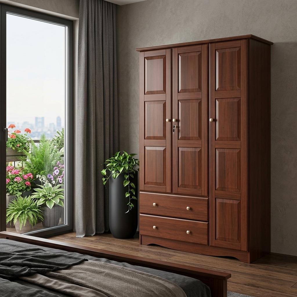 72" Coffee Solid Wood Three Door Two Drawer Combo Dresser - HomeRoots - Flyclothing LLC
