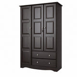 72" Dark Brown Solid Wood Three Door Two Drawer Combo Dresser - HomeRoots - Flyclothing LLC