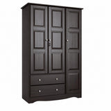 72" Dark Brown Solid Wood Three Door Two Drawer Combo Dresser - HomeRoots - Flyclothing LLC