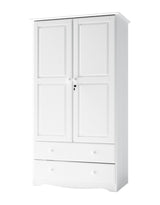 72" White Solid Wood Two Door Two Drawer Combo Dresser - HomeRoots - Flyclothing LLC
