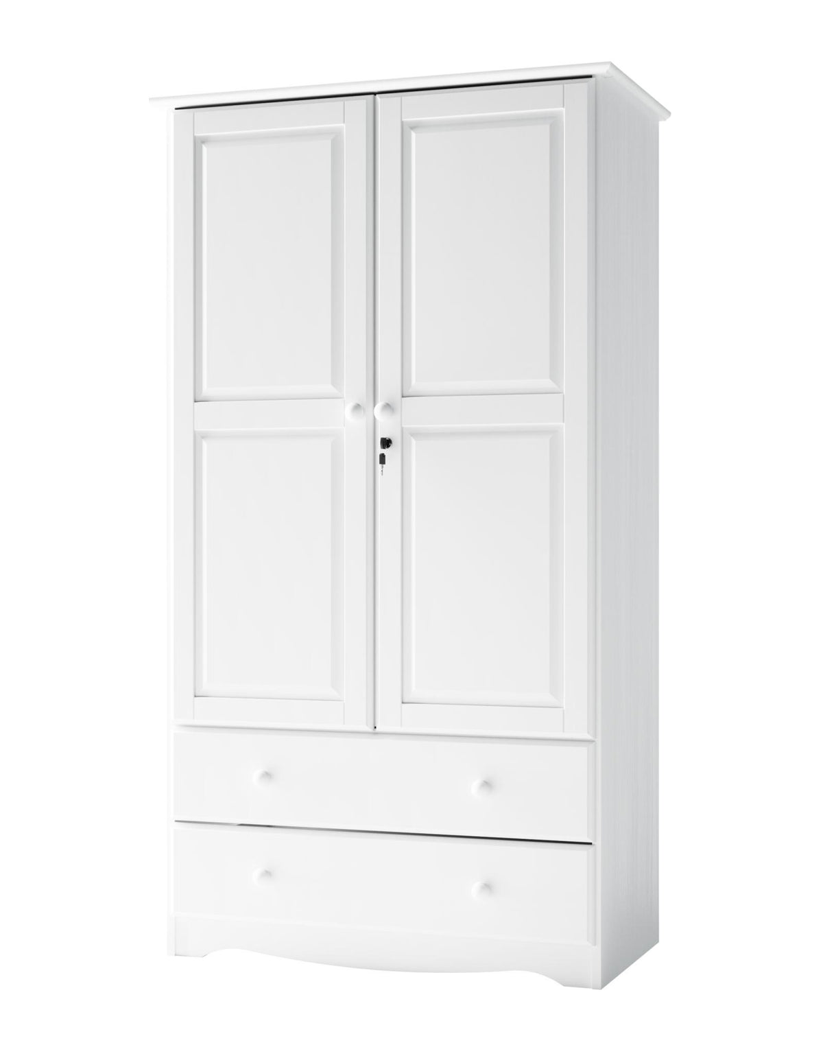 72" White Solid Wood Two Door Two Drawer Combo Dresser - HomeRoots - Flyclothing LLC