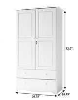72" White Solid Wood Two Door Two Drawer Combo Dresser - HomeRoots - Flyclothing LLC