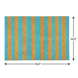 5' X 8' Aqua And Orange Striped Shag Washable Area Rug With UV Protection - HomeRoots - Flyclothing LLC