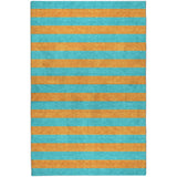 5' X 8' Aqua And Orange Striped Shag Washable Area Rug With UV Protection - HomeRoots - Flyclothing LLC