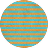 8' Aqua And Orange Striped Shag Washable Round Rug With UV Protection - HomeRoots - Flyclothing LLC