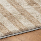 5' X 8' Beige And Taupe Striped Shag Washable Area Rug With UV Protection - HomeRoots - Flyclothing LLC