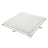 8' Beige And Taupe Striped Shag Washable Round Rug With UV Protection - HomeRoots - Flyclothing LLC
