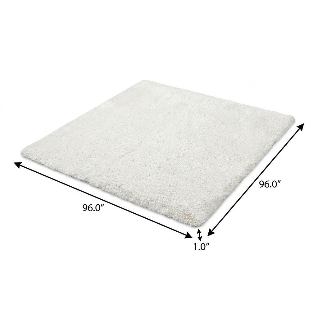 8' Beige And Taupe Striped Shag Washable Round Rug With UV Protection - HomeRoots - Flyclothing LLC