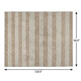 8' X 10' Beige And Taupe Striped Shag Washable Area Rug With UV Protection - HomeRoots - Flyclothing LLC