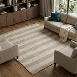 9' X 12' Beige And Taupe Striped Shag Washable Area Rug With UV Protection - HomeRoots - Flyclothing LLC