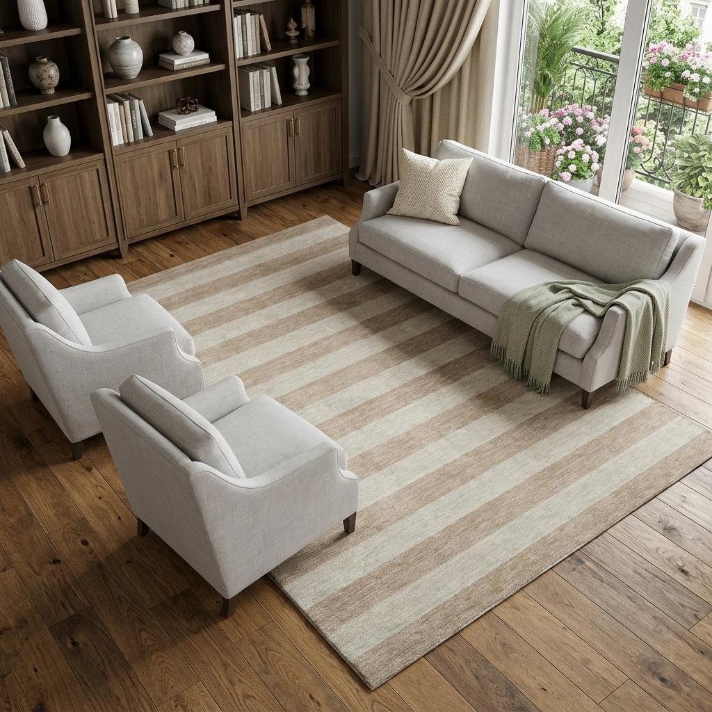 10' X 14' Beige And Taupe Striped Shag Washable Area Rug With UV Protection - HomeRoots - Flyclothing LLC