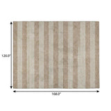10' X 14' Beige And Taupe Striped Shag Washable Area Rug With UV Protection - HomeRoots - Flyclothing LLC