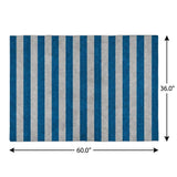 3' X 5' Blue And Gray Striped Shag Washable Area Rug With UV Protection - HomeRoots - Flyclothing LLC
