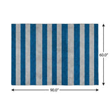 5' X 8' Blue And Gray Striped Shag Washable Area Rug With UV Protection - HomeRoots - Flyclothing LLC