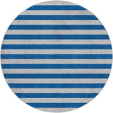 8' Blue And Gray Striped Shag Washable Round Rug With UV Protection - HomeRoots - Flyclothing LLC