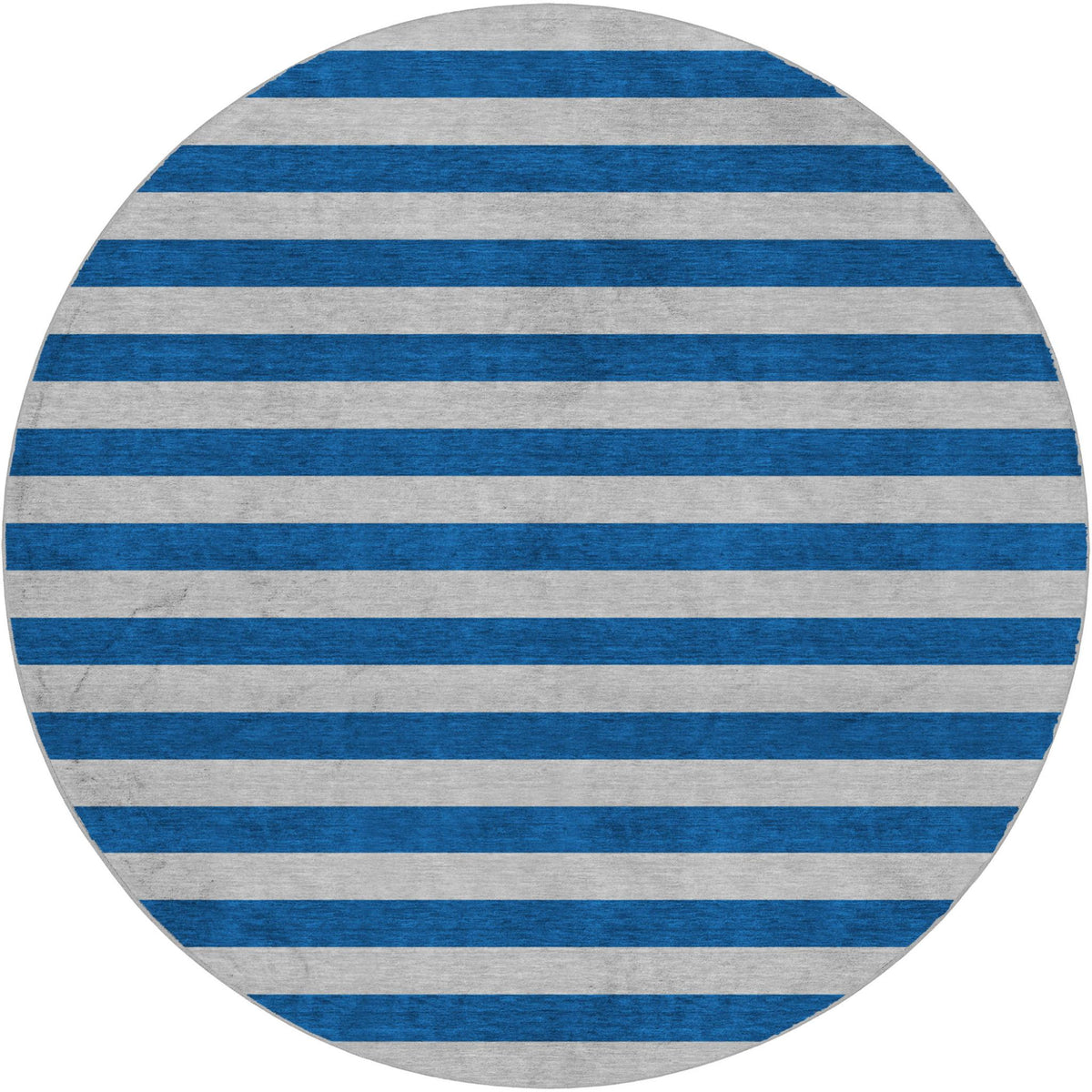 8' Blue And Gray Striped Shag Washable Round Rug With UV Protection - HomeRoots - Flyclothing LLC