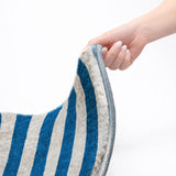8' Blue And Gray Striped Shag Washable Round Rug With UV Protection - HomeRoots - Flyclothing LLC