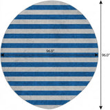 8' Blue And Gray Striped Shag Washable Round Rug With UV Protection - HomeRoots - Flyclothing LLC