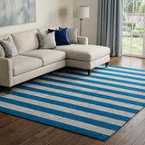 8' X 10' Blue And Gray Striped Shag Washable Area Rug With UV Protection - HomeRoots - Flyclothing LLC